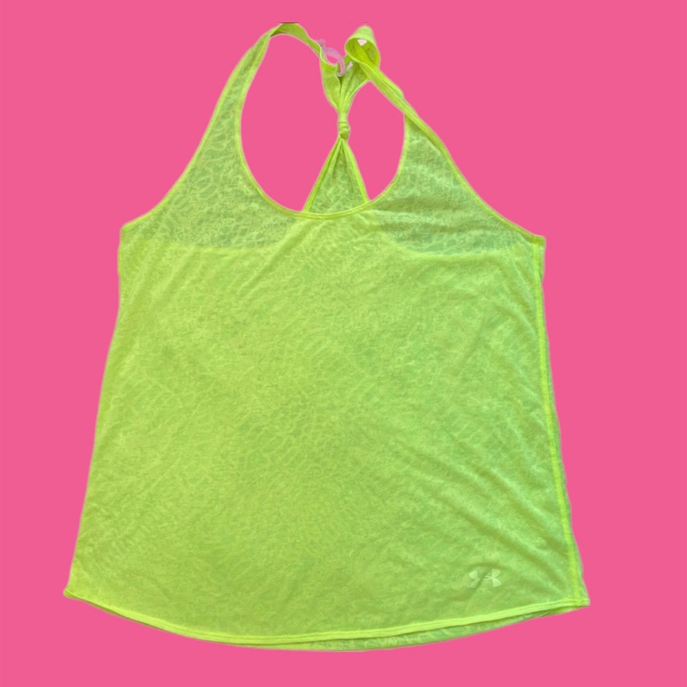 Under Armour Neon Green/Yellow Knot Racer Back Tank Top